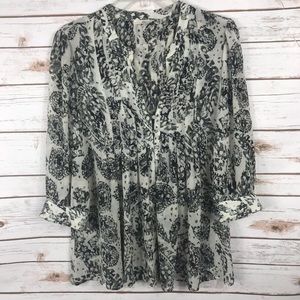 JOIE SHEER SILK-LIKE PLEATED BLOUSE SIZE Small